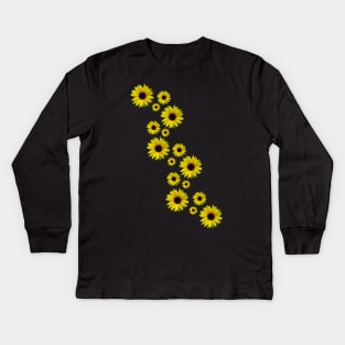 blooming sunflowers, sunflower, flowers, floral Kids Long Sleeve T-Shirt